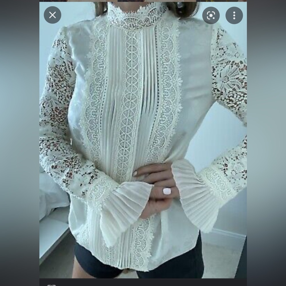 Erdem x H&M Lace Ruffle Blouse US10-12